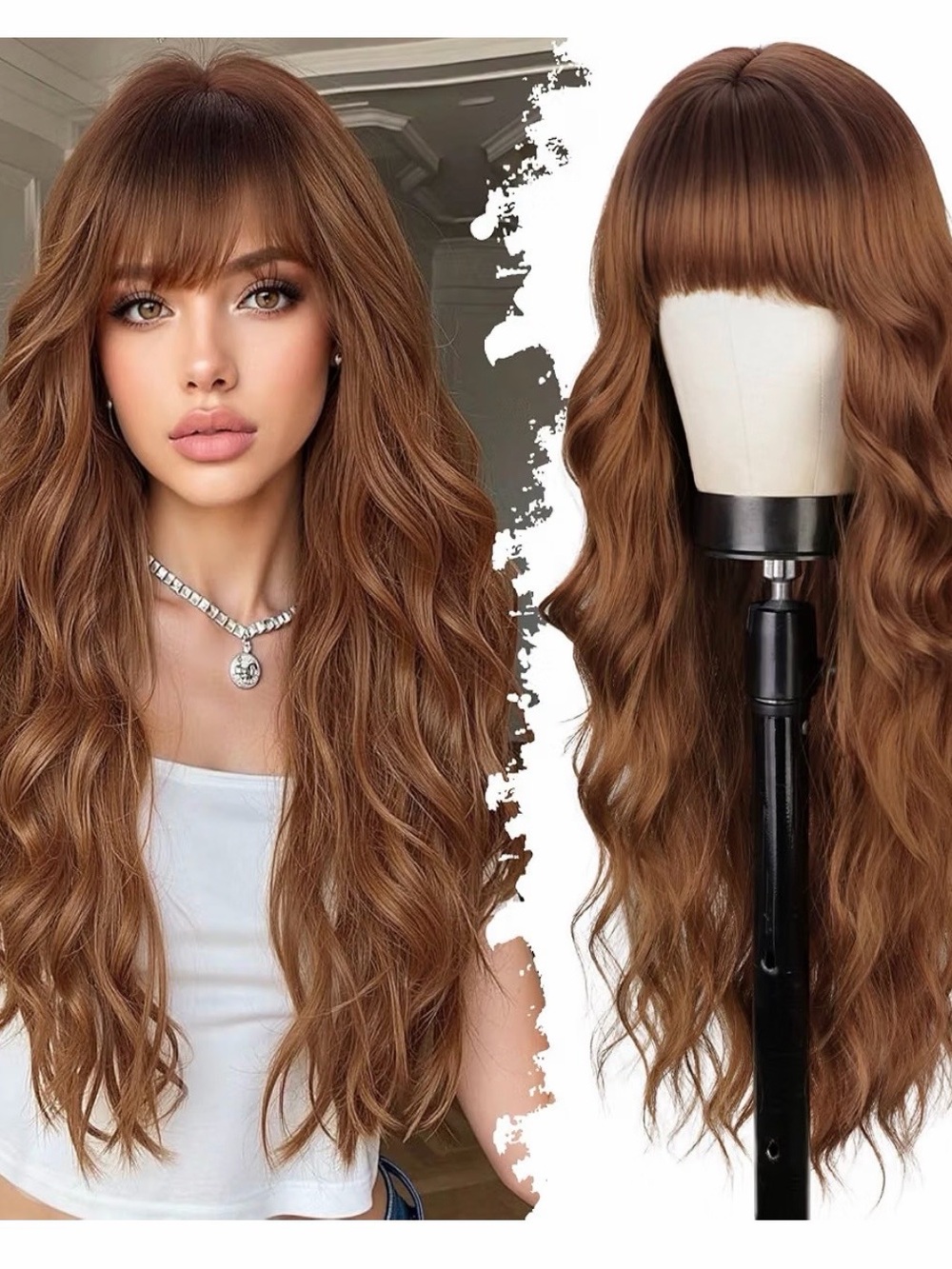 Auburn Wig with Bangs for Women